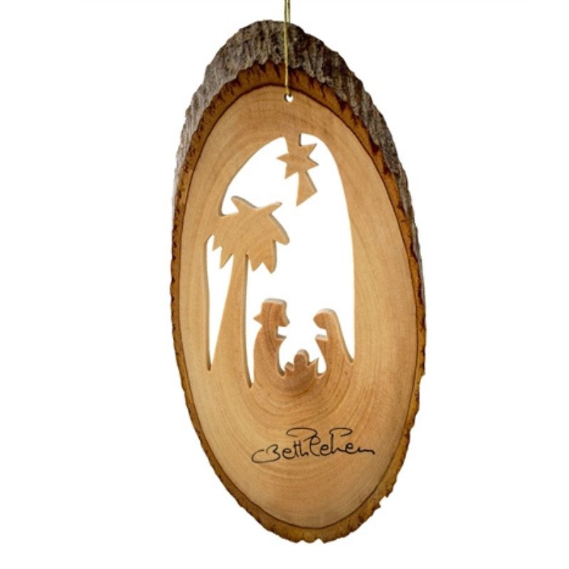 Bark Slice Nativity w/Palm
